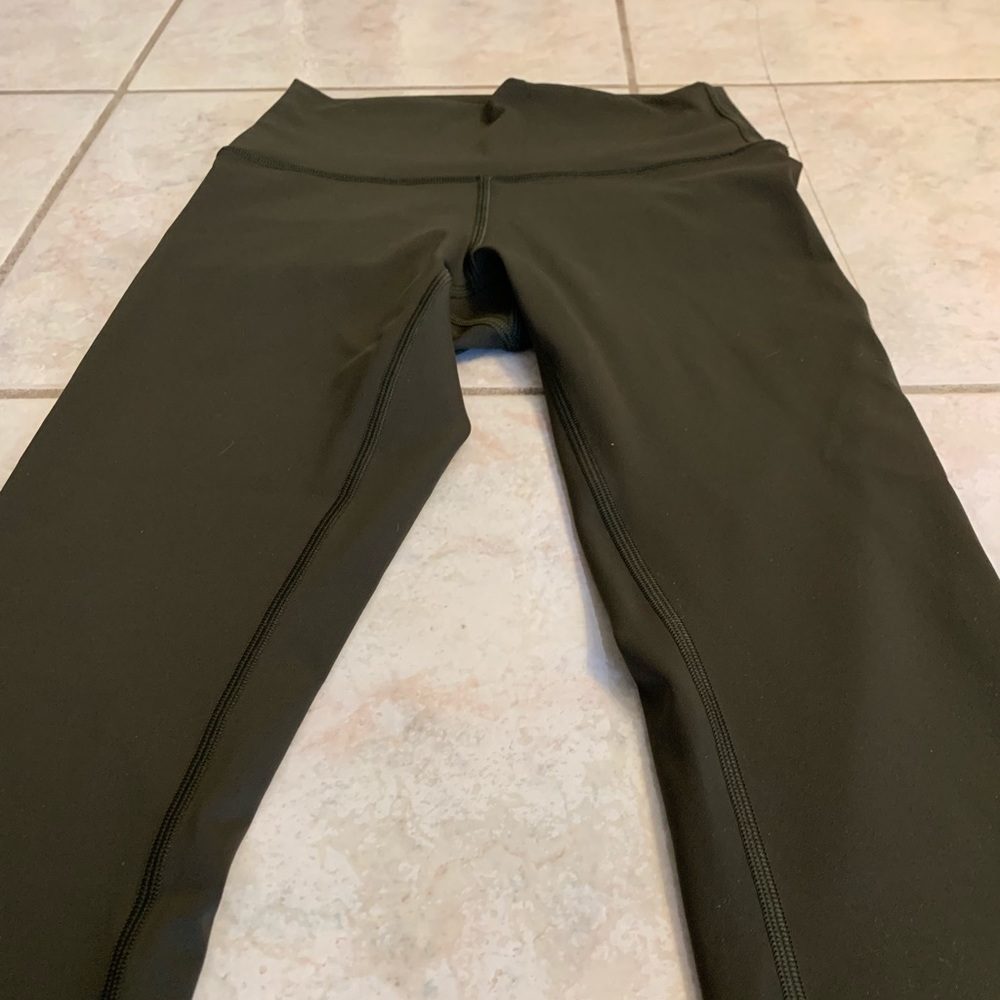 Lululemon Wunder Under Crop Tights (4) Dark Olive